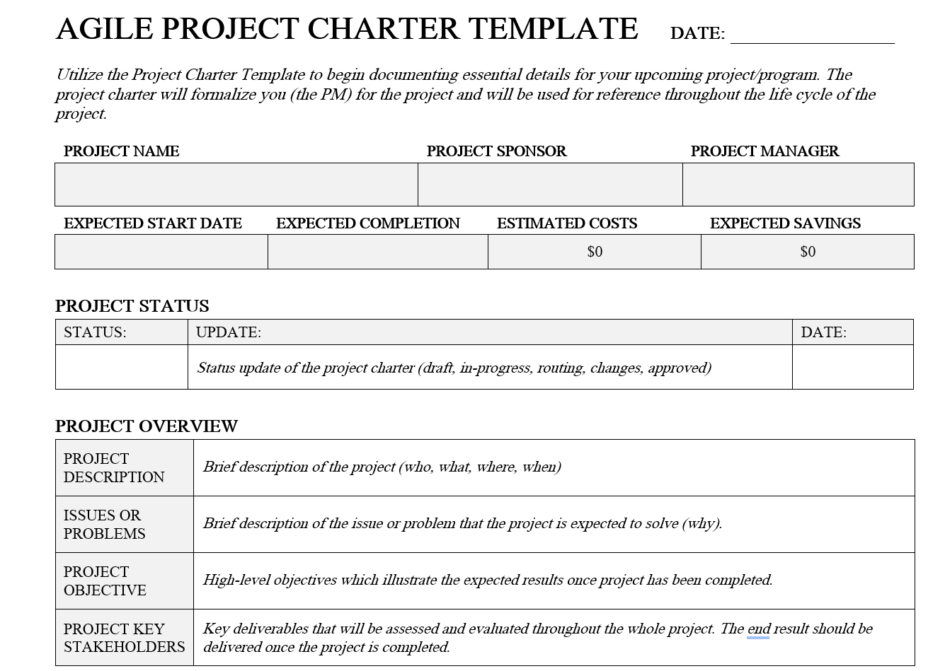 Project Charter Devops Resources - Professional Services